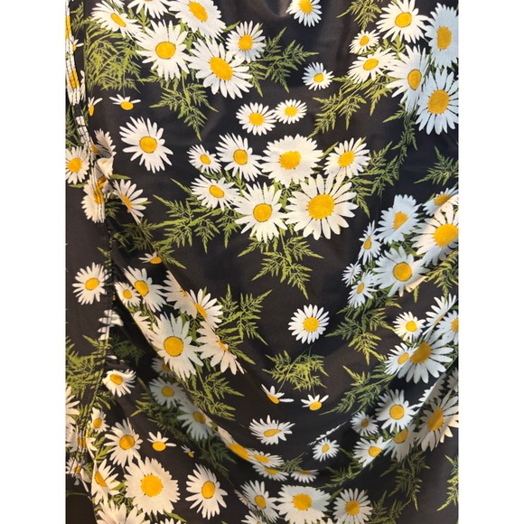 Daisy Print One Piece Swimsuit Black Floral Ruched Bathing Suit - Picture 3 of 10